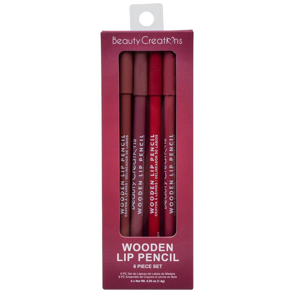 2252526_001_1 Wooden Lip Pencil 6 Piece Set (Red Tones) - Beauty Creations - Imagen 1